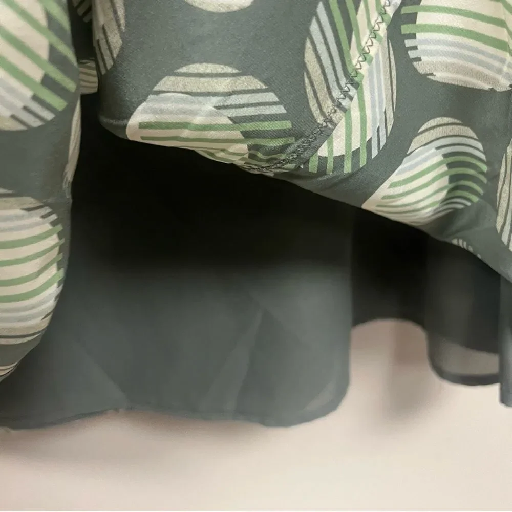 Amanda Smith midi Green Polka Dot silk Skirt Sz 14